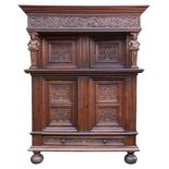 A Flemish oak court cupboard in 17th century style,