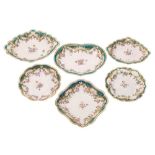 An extensive Chelsea-Derby porcelain part dessert service of fluted form,