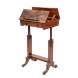 A Regency rosewood metamorphic reading table duet stand,