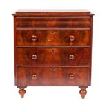 A Continental mahogany chest of drawers,