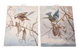 Two late 19th century pottery wall tiles, probably Minton,