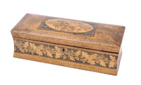A 19th century Tunbridge ware box of rectangular outline,
