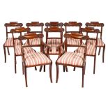 A set of ten Regency mahogany and upholstered dining chairs, in the manner of Gillow,