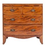 A George III mahogany and crossbanded bowfront chest of drawers,
