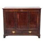 A late George II or George III oak mule chest,