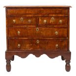 A walnut and crossbanded chest on stand,