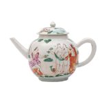 A rare Chinese famille rose 'European subject' teapot and cover painted to both sides with the 'The