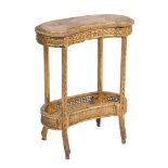 A giltwood and canework kidney shaped occasional table in Louis XVI taste,