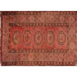 WITHDRAWN LOT A Shiraz rug, the indigo field with all over geometric designs,