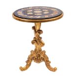 A micro-mosaic and sample marble inset giltwood circular occasional table, mid 19th century,