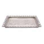 An Egyptian silver pin tray stamped marks of rectangular outline,