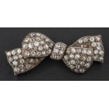 An old and single-cut diamond bow brooch, total estimated diamond weight ca. 2.