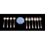 A mixed collection of silverwares, various makers and dates, includes six coffee spoons,