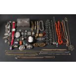 A collection of mainly costume and silver jewellery including amongst others;
