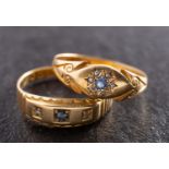Two 18ct gold sapphire and diamond rings,