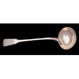 A George IV silver Fiddle pattern soup ladle, maker William Eaton, London, 1824, 33cm long, 196gms,