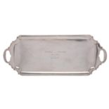 A George V silver rectangular serving tray, maker Goldsmiths & Silversmiths Co Ltd, London,