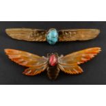 Georges Pierre, Paris, Two French, Art Nouveau carved horn brooches, ca.