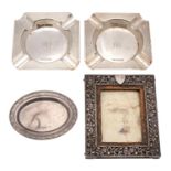 A pair of Elizabeth II silver ashtrays, maker Viners Ltd, Sheffield, 1955 initialled,