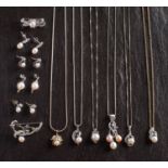 A collection of 'Cornwall Pearl' jewellery, including six pendants,