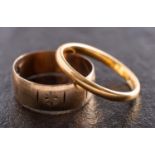 Two gold band rings, including a 22ct gold ring, with hallmarks for London, 1939,