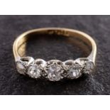 An old and cushion-cut diamond, five stone ring, total estimated diamond weight ca. 0.