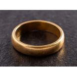 An 18ct gold band ring, with hallmarks for London, 1969, ring size J, total weight ca. 3.5gms.