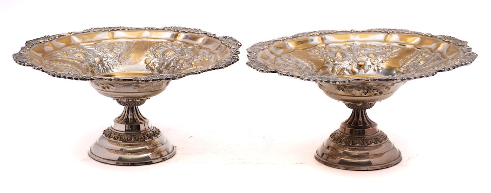 A 20th century silver plated pedestal punch bowl of circular outline with gadrooned border, - Image 3 of 5