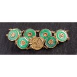 A bracelet of jade plaques, depicting auspicious Chinese characters, stamped '18', length ca.