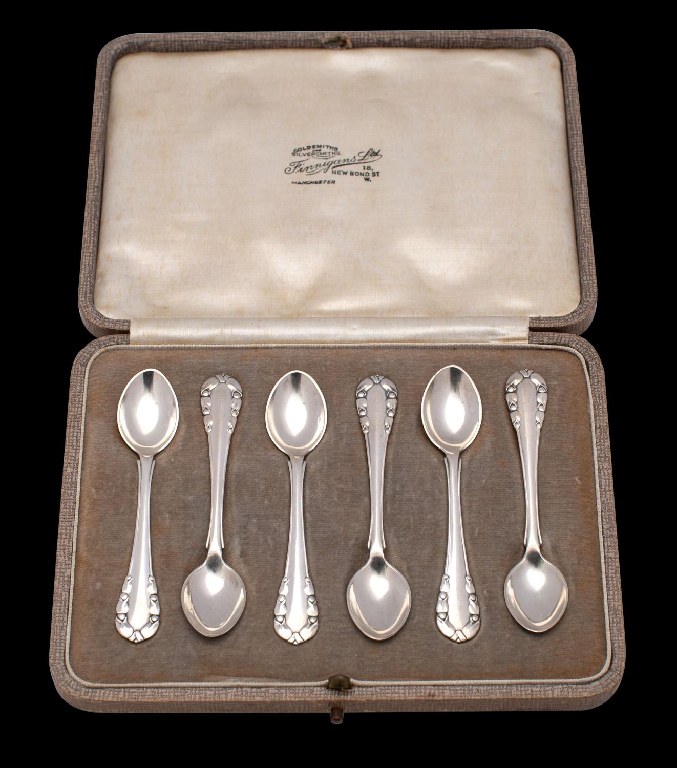 A set of Danish silver coffee spoons, bears import marks for London,