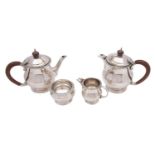 A George VI silver four-piece tea service, maker Mappin & Webb, London,