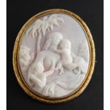 An 'Angel skin' coral cameo brooch,