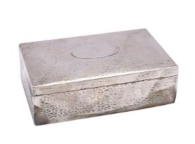 An Edward VII silver cigarette box, maker's mark worn Birmingham,