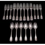 A matched silver Fiddle and Thread pattern part flatware service,
