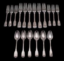 A matched silver Fiddle and Thread pattern part flatware service,