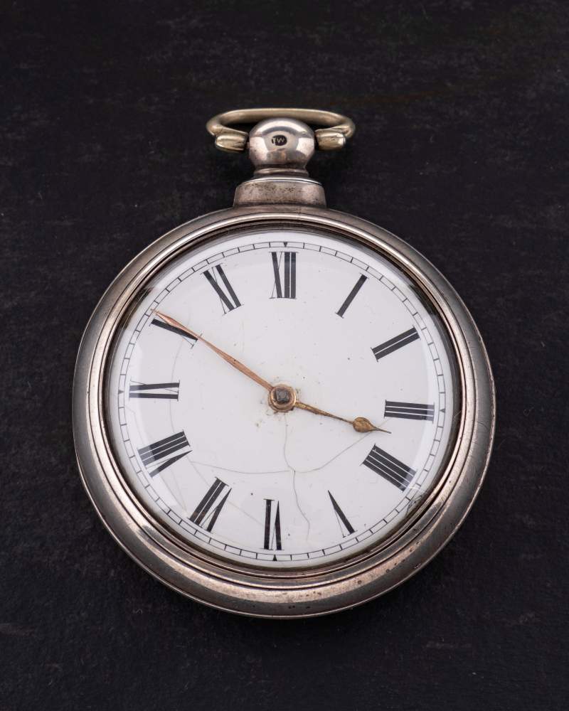 A silver pair-cased key-wound pocket watch the full-plate single-fusee movement having a pierced - Image 2 of 3