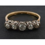 A single and old-cut diamond five-stone ring, estimated total diamond weight ca. 0.