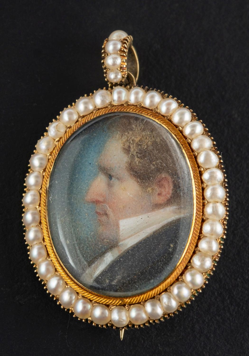 An early 19th century portrait miniature pendant/ brooch, watercolour on ivory,