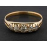 An early 20th century, old-cut diamond, five-stone ring, total estimated diamond weight ca.0.