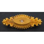 A Victorian, Etruscan Revival, single-cut diamond brooch, with cannetille work decoration,