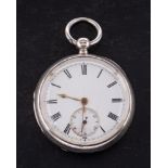 A silver key-wound pocket watch the single-fusee full-plate movement having an engraved balance