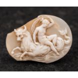 A shell cameo depicting Ophiotaurus and Gaia, length ca. 2.6cm, total weight ca. 1.1gms.