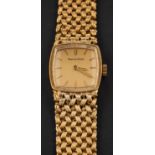 Bueche-Girod, a 1970's, 9ct gold dress wristwatch, with 17 jewel movement, the rectangular,
