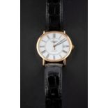Longines, an 18ct gold gentleman's wristwatch the white dial having Roman numerals, date aperture,