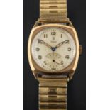 Tudor, a 1950's, 9ct gold wristwatch, with a 17 jewel movement,