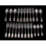 A matched provincial silver Fiddle pattern flatware service,