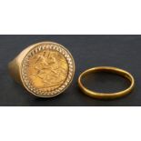 An Edward VII gold half sovereign coin, 1908, diameter ca.