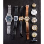 A collection of nine wristwatches, including amongst others, a Bulova, a Sekonda,