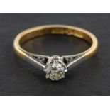 A round, brilliant-cut diamond, single-stone ring, estimated diamond weight ca. 0.