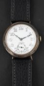 Longines, a 1920's silver wristwatch,